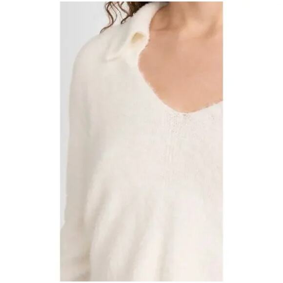 525 Eyelash Soft White Fuzzy Cropped Sweater Holiday Winter Knit Designer - Picture 3 of 16